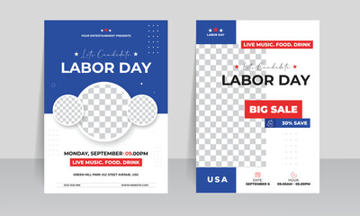 Labor Day flyer leaflet design template booklet 