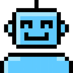 Robot icon. Technology symbol. Pixel style.