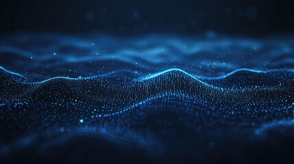 Abstract dark blue technical background. Technology background with line and dot particles surface