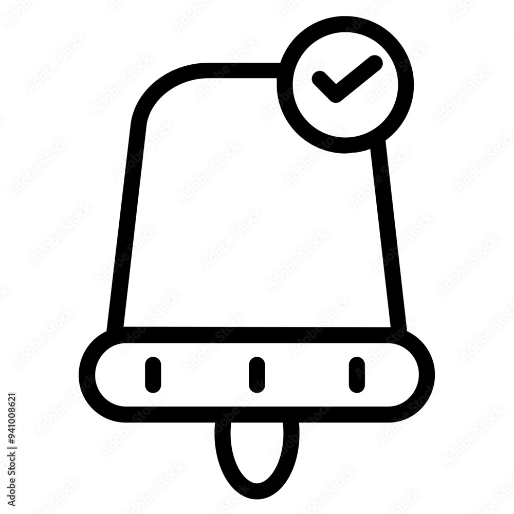 Sticker Bell Check Alarm Line Icon