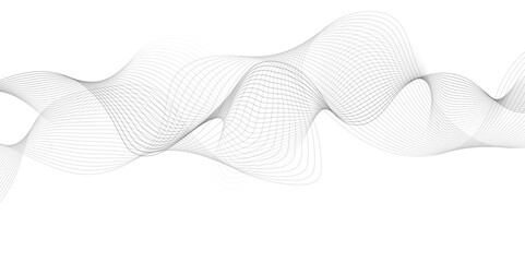 White wave curve lines banner background design. Abstract soft wave lines dynamic flowing gray light isolated background. Vector Illustration of the gray pattern of lines. Black stripes on white .