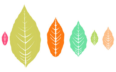 a set of colorful leaf icons on a white background