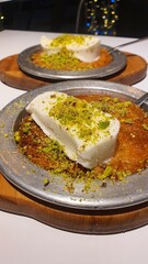 Turkish Knafeh with Creamy Ice Cream and Pistachios – A Luxurious Sweet Treat