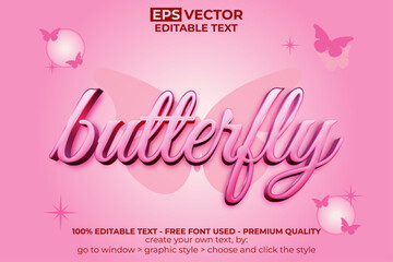 Butterfly Text Effect Pink Style.