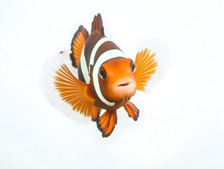 Vibrant Clownfish Isolated on White Background: A Striking Marine Beauty.