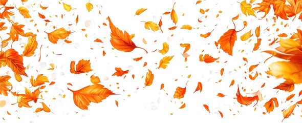 Obraz premium Falling Autumn Leaves on White Background Generative AI