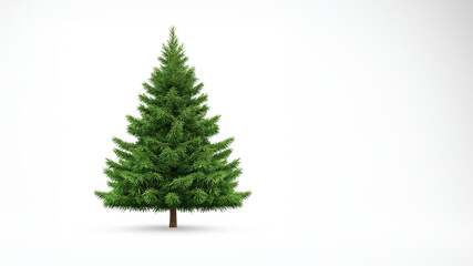 Fototapeta premium Dekorativer Tannenbaum auf weißem Hintergrund. Grüner Weihnachtsbaum mit dichtem Nadelwerk. Festliche Silhouette. Ideal für Weihnachtskarten, Einladungen und saisonale Designs