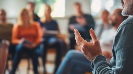 Life insurance policy benefits being explained during a community seminar.