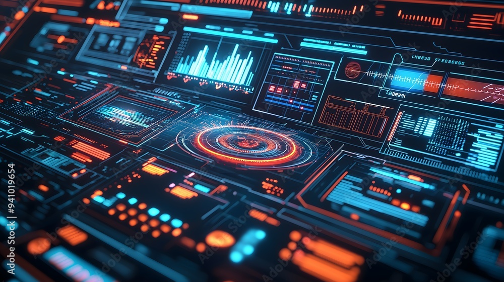 Poster futuristic tech data interface hud visualization