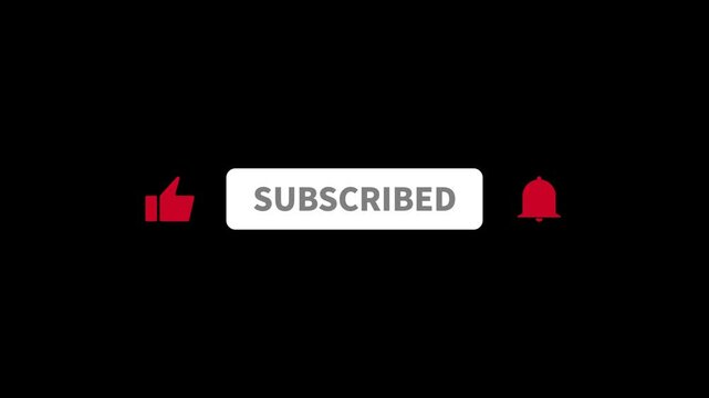Animation of a like, subscribe and notification for youtube channel, alpha channel. 