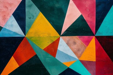 A vivid abstract painting showcasing a variety of colorful shapes, blending harmoniously to create an engaging visual experience, AI generated