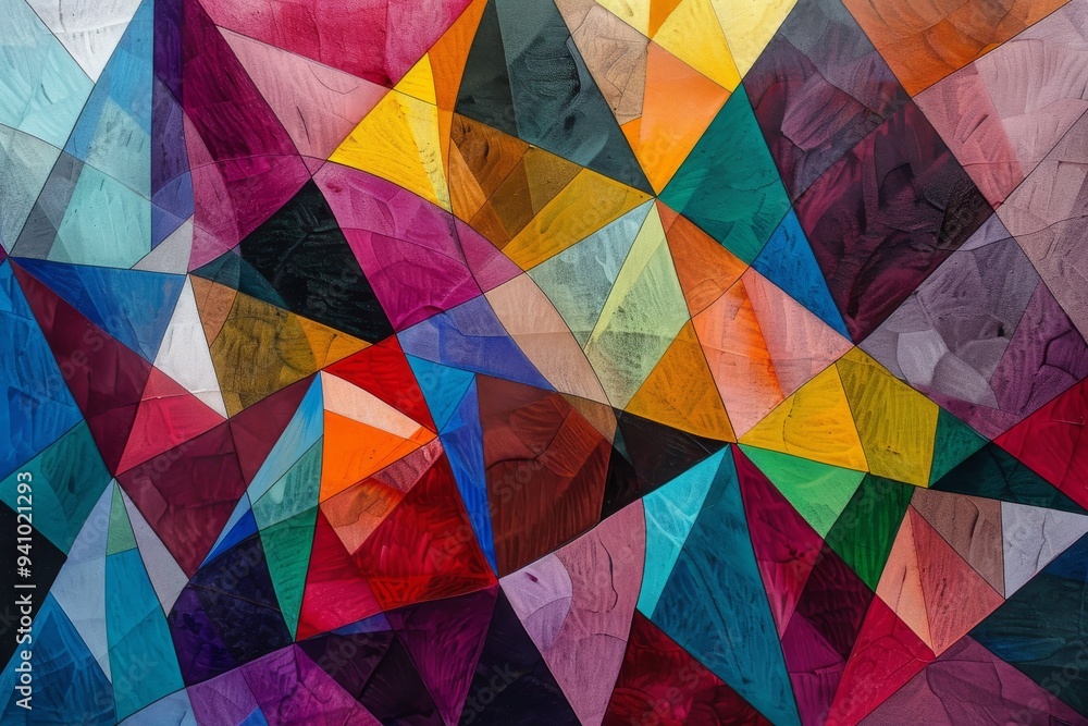 Poster an abstract artwork filled with an array of colorful shapes, creating a lively and imaginative atmos