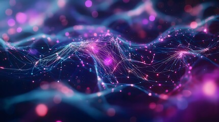 Abstract Pink & Blue Plexus Network Background