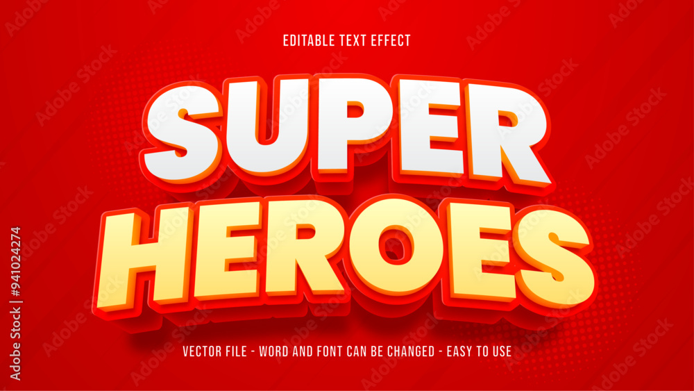 Poster super heroes editable text effect, power text style