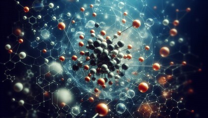 Closeup of an abstract biological and scientific molecular structure concept