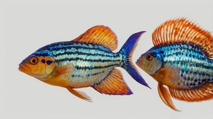 Fototapeta premium Four bright fish PNG isolated