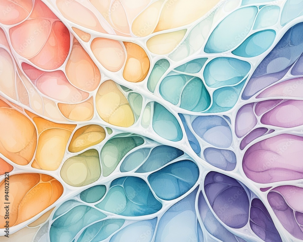 Aufkleber abstract colorful pattern with white lines forming a network of cells.