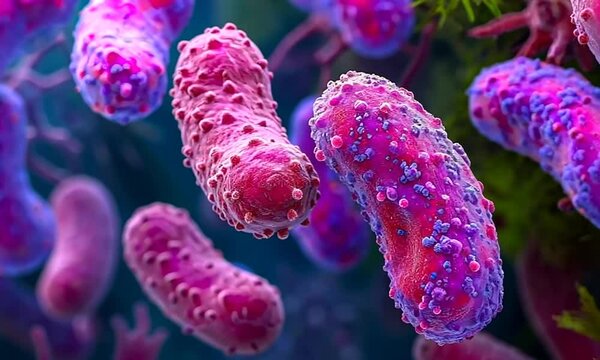 Microbiome organism, lactic acid bacteria, bacterial flora. Probiotics in human immune system. Human health and medicine concept. Abstract biological video