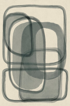 Abstract background featuring a series of overlapping gray rounded rectangle and oval shapes