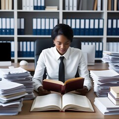 Professional Woman Reading in Office