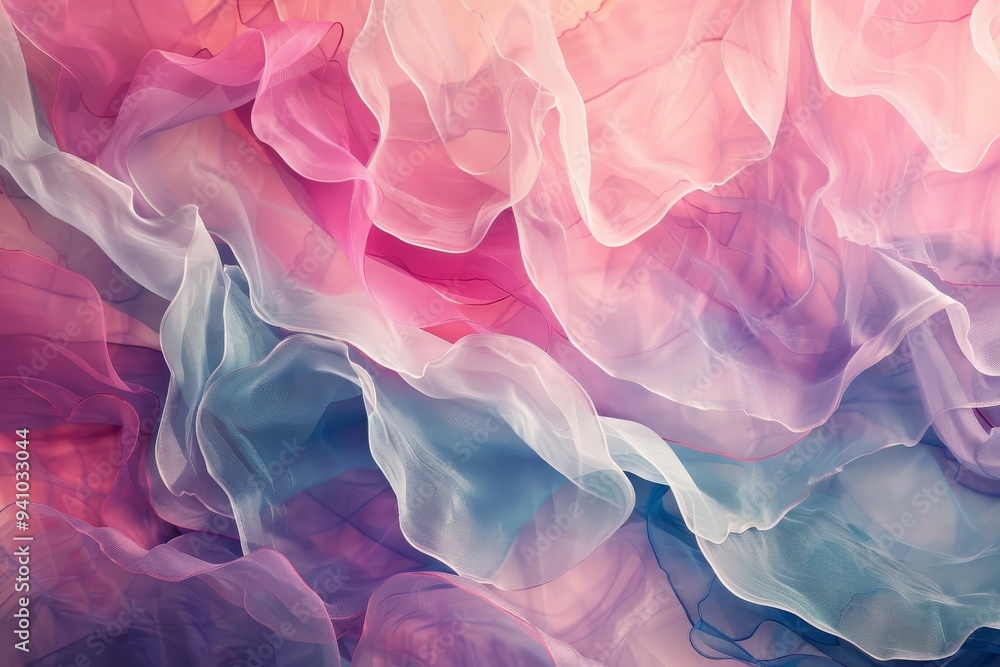 Poster a visually striking background featuring colorful silk fabric, displaying a blend of vivid colors an