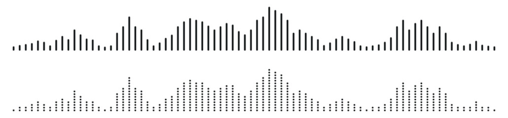 Sound wave spectrum isolated on transparent background. Abstract music wave, digital voice visualisation set. Vector illustration