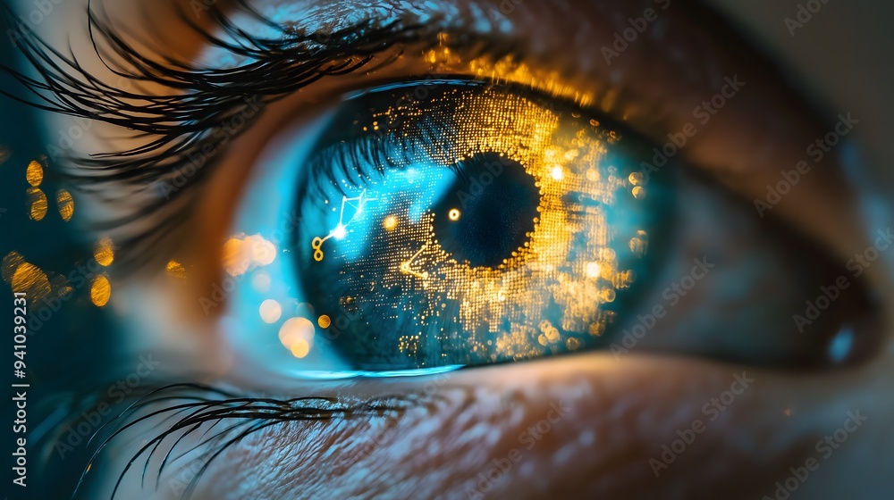 Aufkleber eye reflecting digital data network connection
