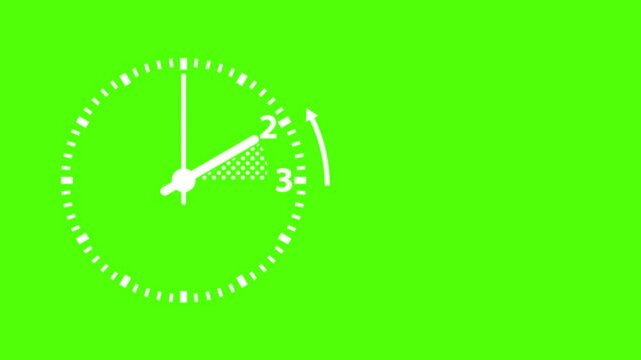 Animated illustration of a clock showing the time change when daylight savings time ends in the autumn from three o'clock to two o'clock in Europe.