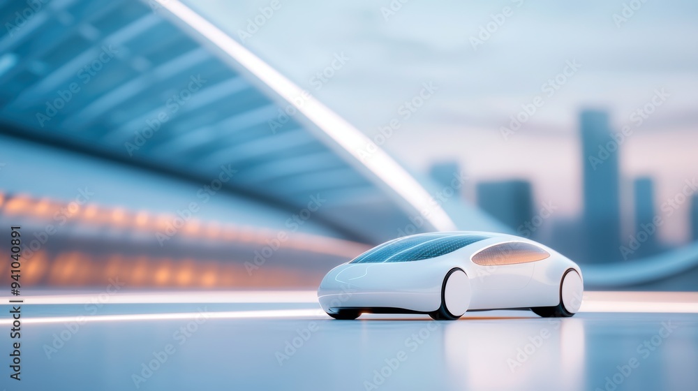 Poster a futuristic concept car with advanced ai features, emphasizing the integration of technology into v