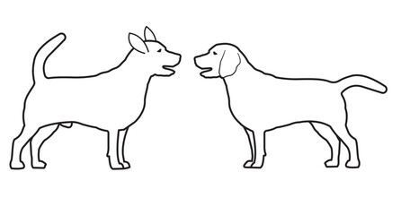 Line Dog vector, silhouette, icon. Two dogs silhouette design on white background. Pet, animal silhouette, vector design. Vector illustration.