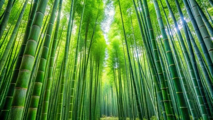Peaceful and serene bamboo forest with lush greenery and tall bamboo stalks