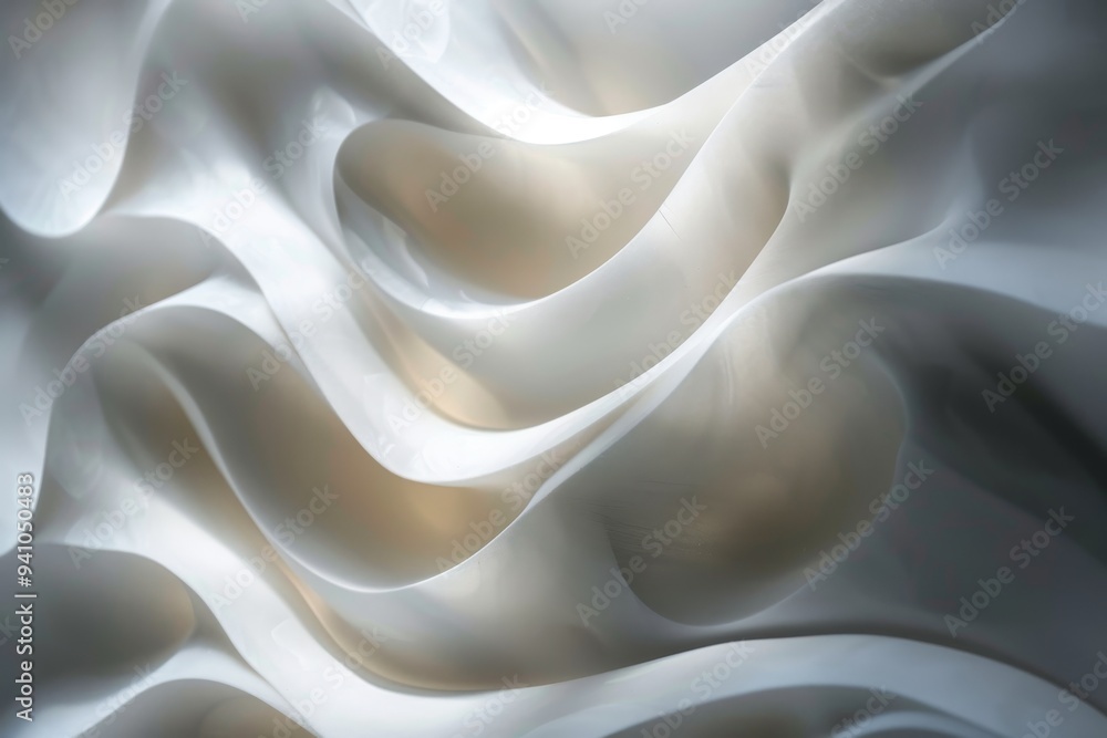 Poster a white fabric elegantly arranged to resemble a delicate flower, showcasing its soft texture and int