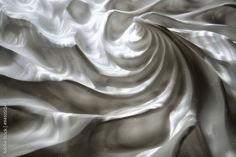 Poster a detailed view of a large white sculpture, showcasing its intricate design and smooth surface textu