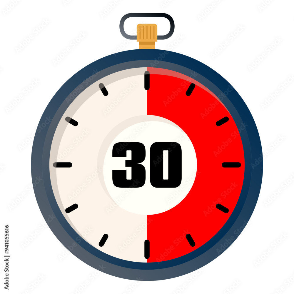 Wall mural 30 second countdown timer illustration. stopwatch timer 30 second. editable vector file on transpare