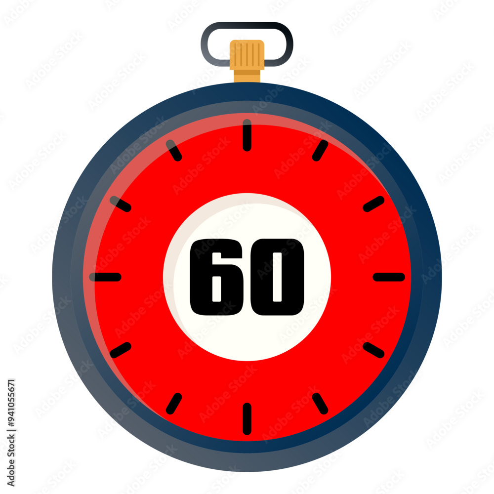 Wall mural 60 second countdown timer illustration. stopwatch timer 60 second. editable vector file on transpare