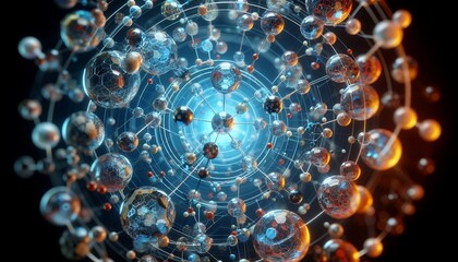 Closeup of an abstract biological and scientific molecular structure concept