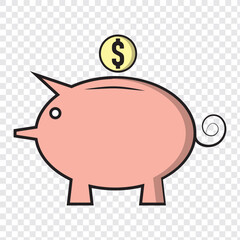 Piggy bank icon symbol shape. Money dollar saving logo sign silhouette. Vector illustration image. Isolated on white background. Eps 10.