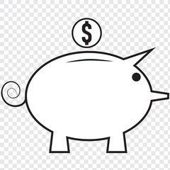 Piggy bank icon symbol shape. Money dollar saving logo sign silhouette. Vector illustration image. Isolated on white background. Eps 10.