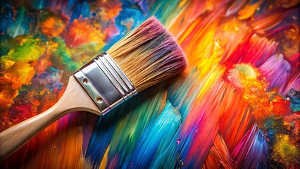 Fototapeta premium Artist paint brush on colorful painting background
