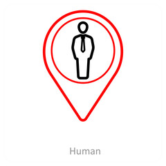 Human and location pointer icon concept