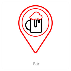 bar and location pointer icon concept
