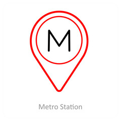 Metro Station and location pointer icon concept