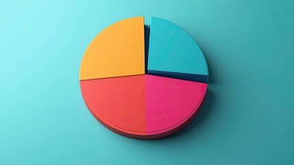 Colorful pie chart representation on a smooth surface, ideal for business, educational or analytical presentations.