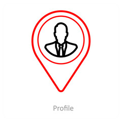 Profile and location pointer icon concept