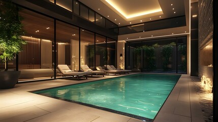 A luxury residence featuring a swimming pool as a central element of the home's leisure facilities