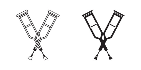 Crutch Vector Line Icon - Simple Thin Line Icon, Premium Quality Design Element