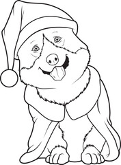 Corgi Christmas Santa hat Animal Vector Graphic Art Illustration