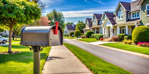 American-style mailbox in a suburban neighborhood setting