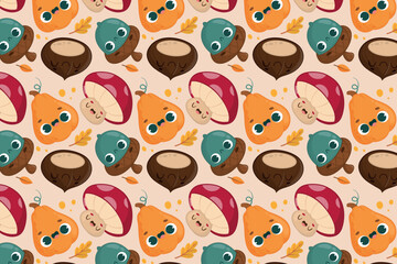 Fototapeta premium Cute Autumn Pattern