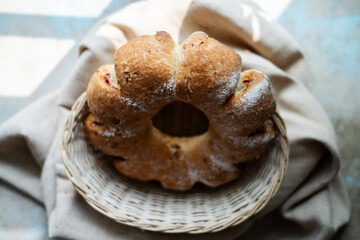 homemade wholegrain bread, with a lovely ring shape